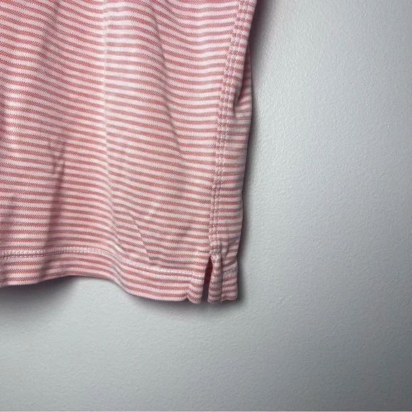 JOHNSTON & MURPHY Orange & White Striped Vintage Slub Polo Shirt Size Large - Picture 4 of 10